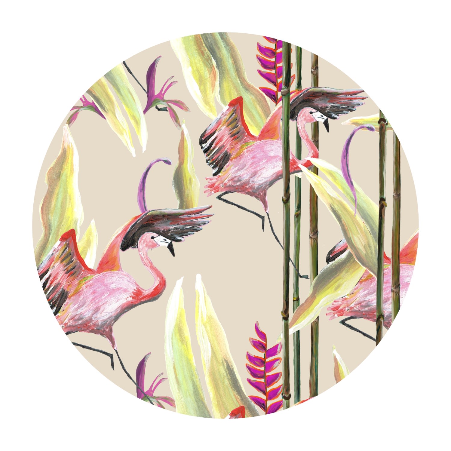 Circle Wall Sticker Flamingo Jungle Stories Catchii