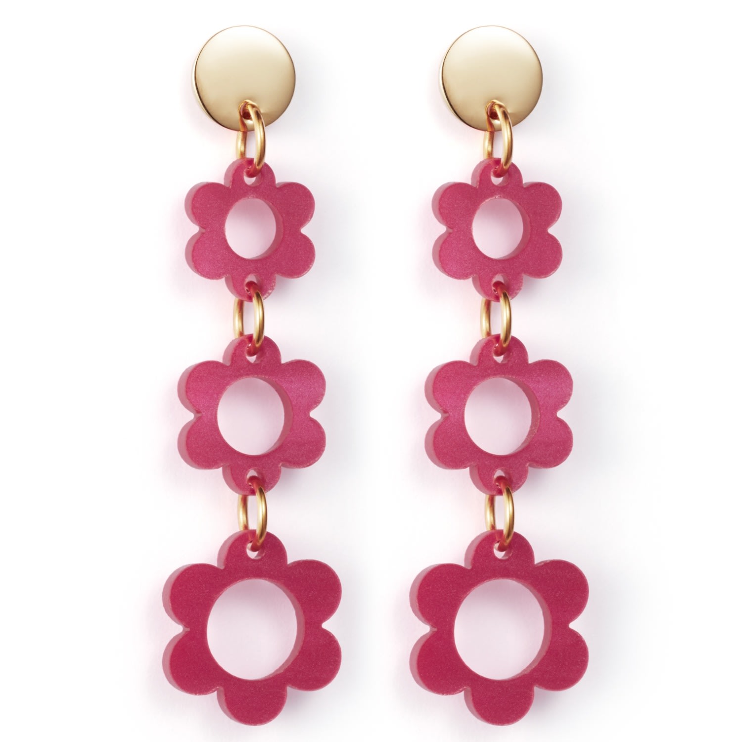 Women’s Pink / Purple Flower Drop Earrings - Cerise Toolally