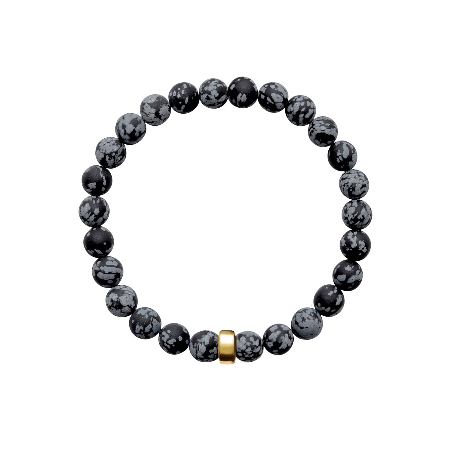 Ora Pearls Gold / Black / White Aro Men's Snowflake Obsidian Bracelet Gold Bead - Large In Multi
