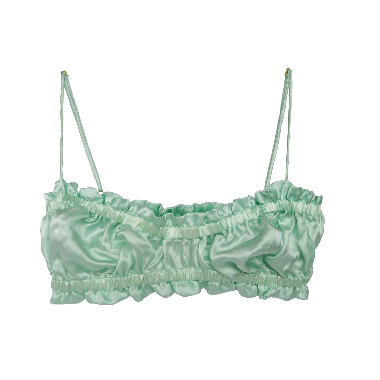 Crease Women's Green Silk Scalloped Bandeau Bra - Mint In Green