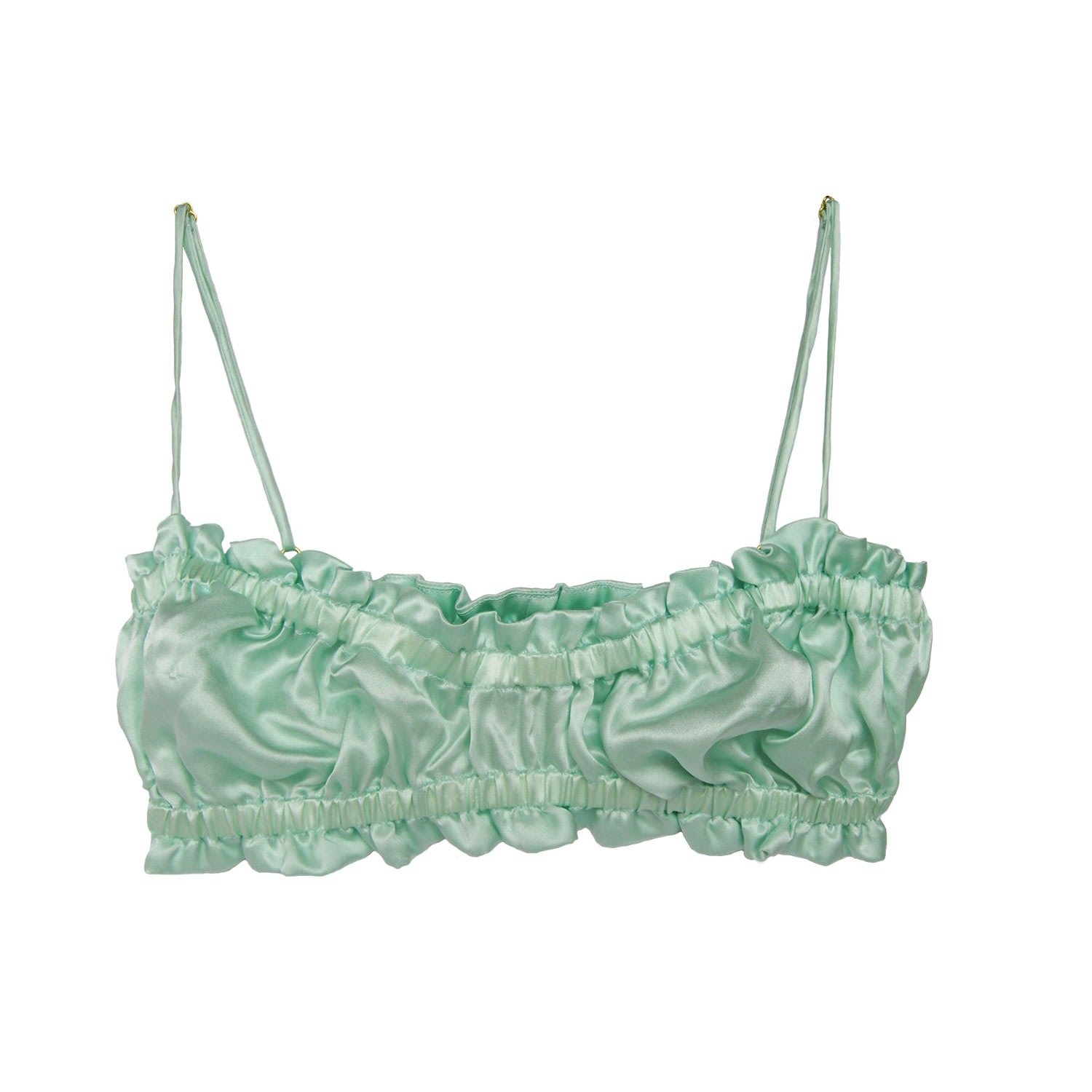 Crease Women's Green Mint Silk Scalloped Bandeau Bra