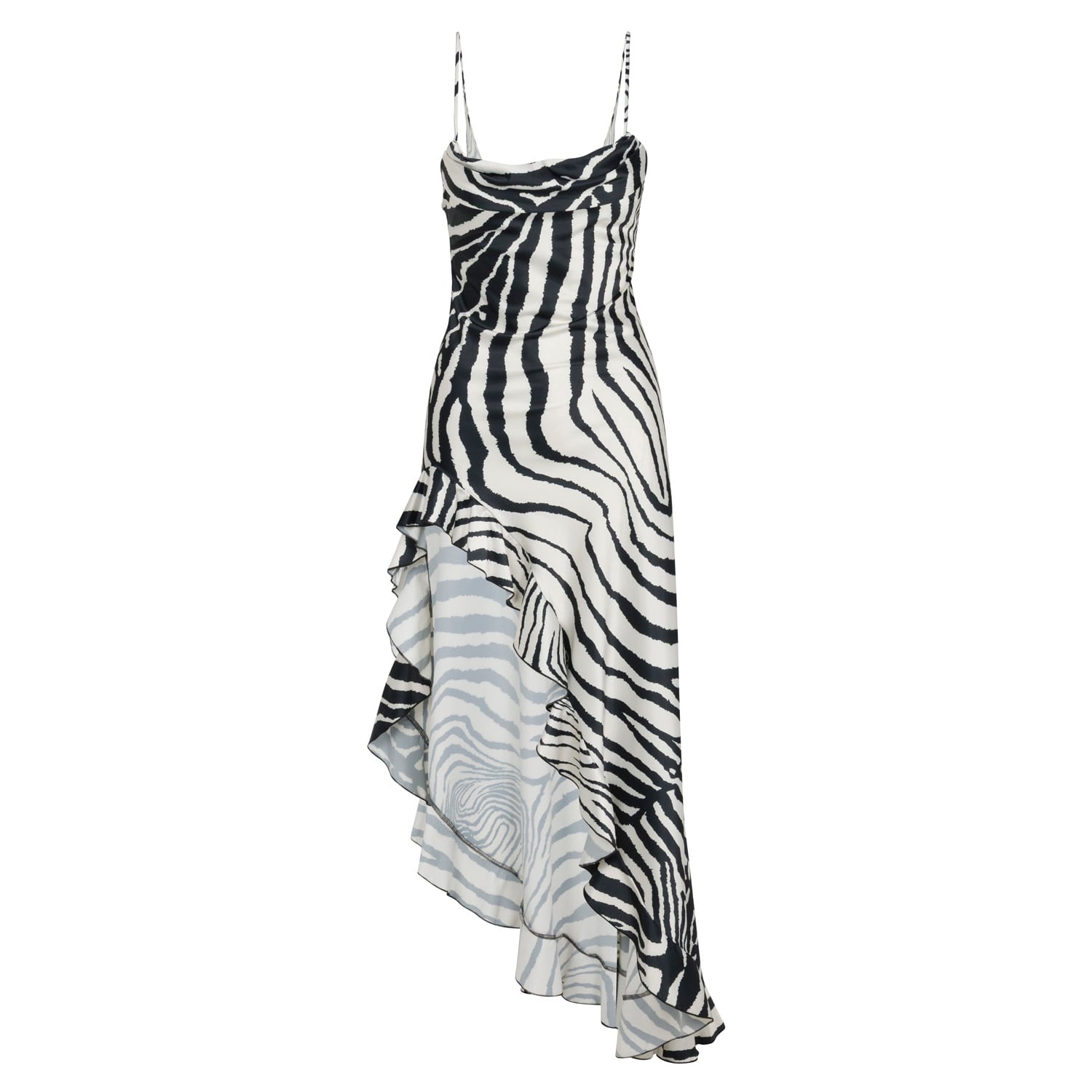 Women's Neutrals Jacqueline Dress In Satin - Zebra Print | Large | Delfi Collective