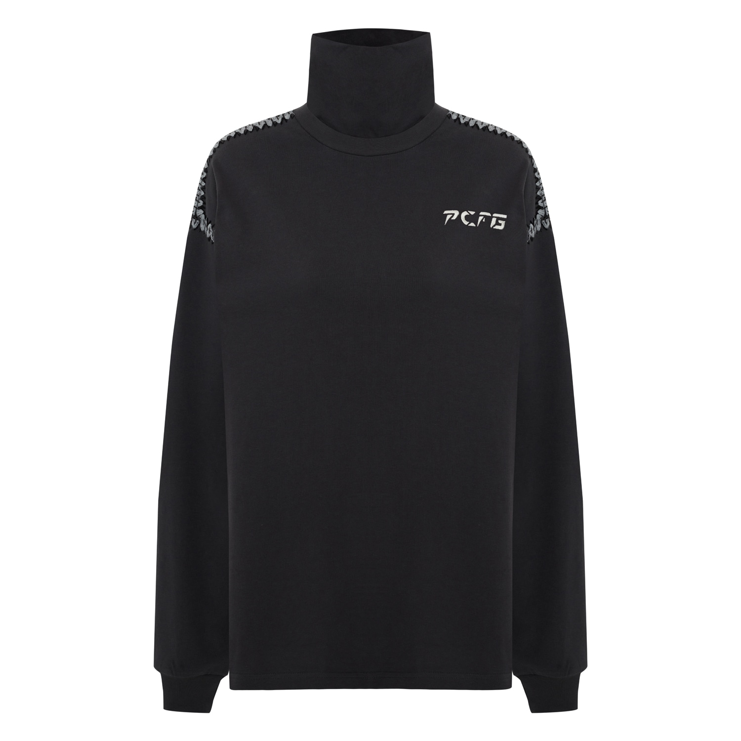 Pcfg Grey / Black Men High Neck Tee - Black In Grey/black