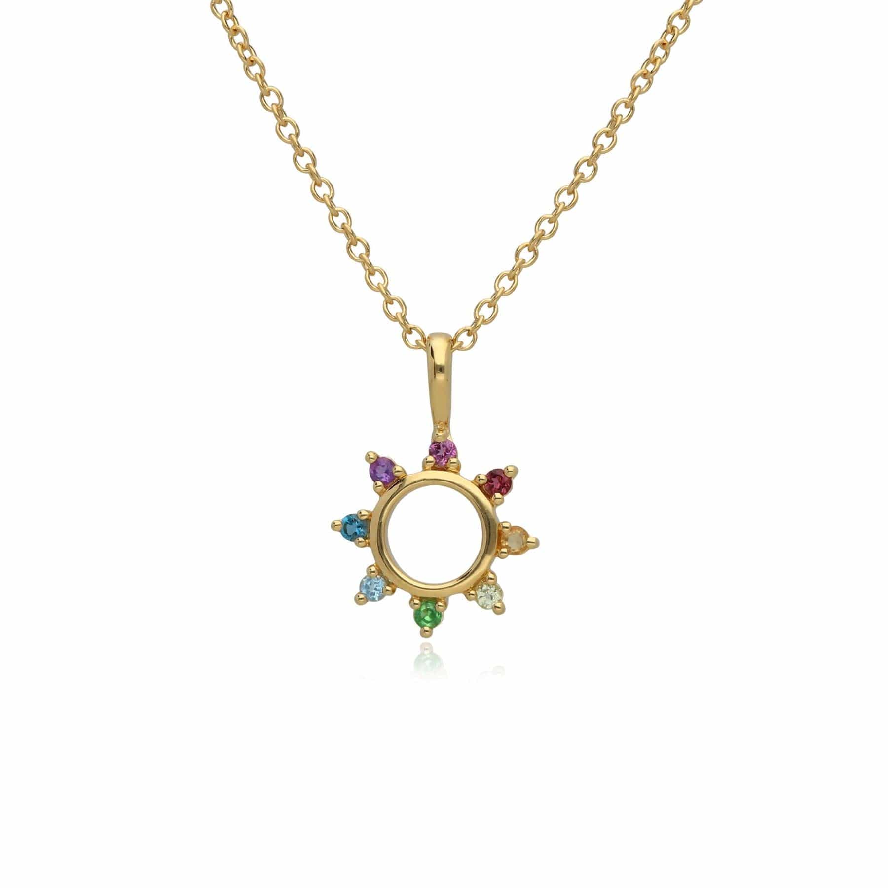 Women’s Rainbow Sunburst Necklace In Gold Plated Sterling Silver Gemondo