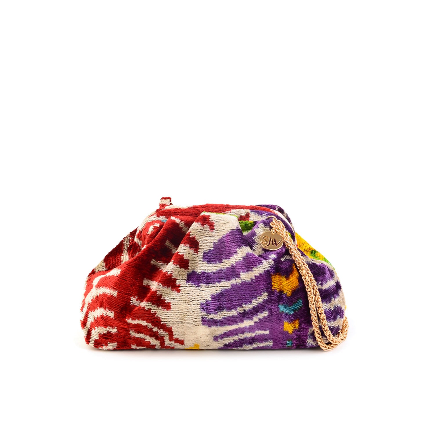Sjw Bags London Women's Purple / Red Victoria Ikat Pouch Bag In Vintage Red, Purple, Ecru In Multi