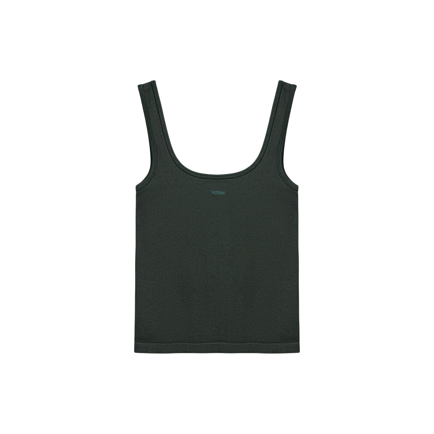 Nocturne Women's Dark Green Printed Sleeveless Crop Top In Black