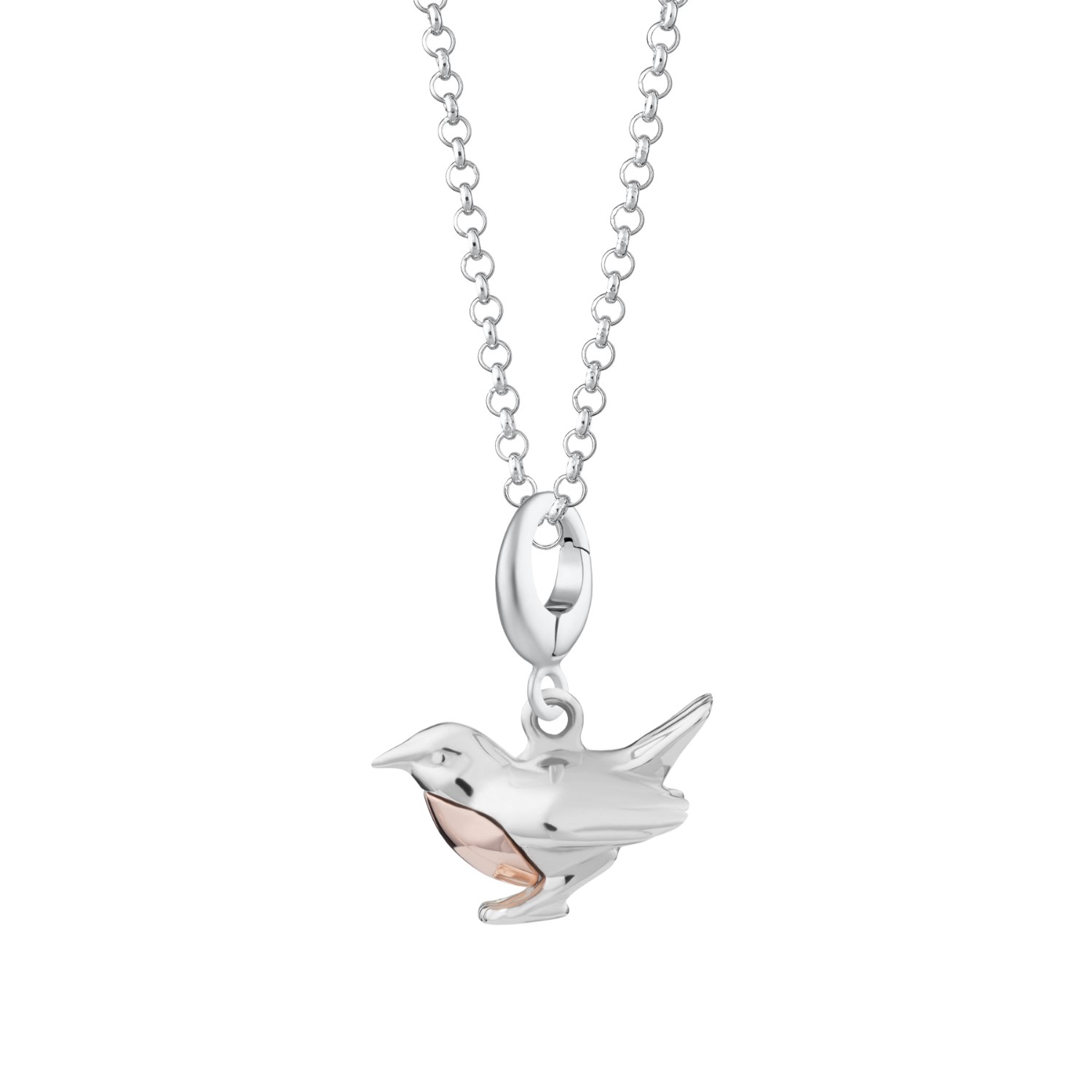 Lily Charmed Women's Rose Gold / Silver Sterling Silver Robin Charm Necklace