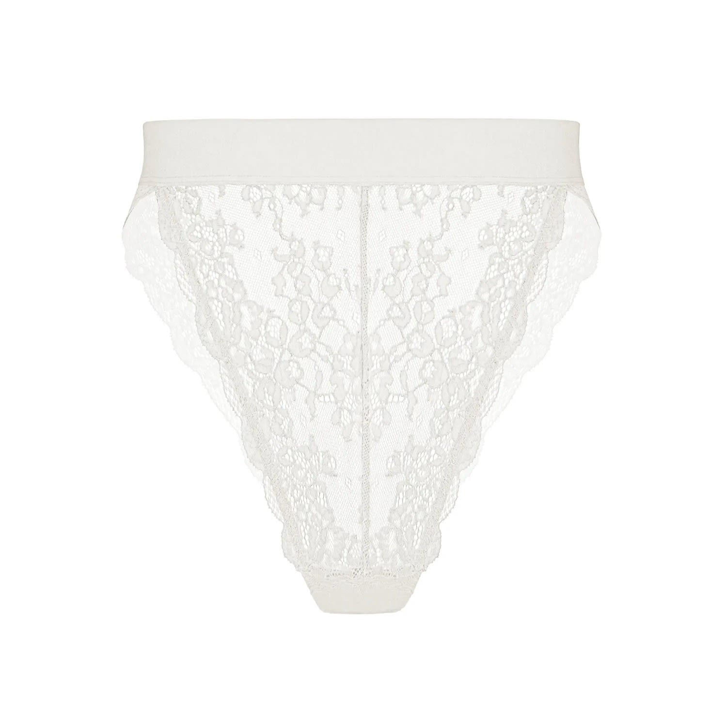 Monique Morin Lingerie Women's White Wild Lace Crystal Hi Leg In White