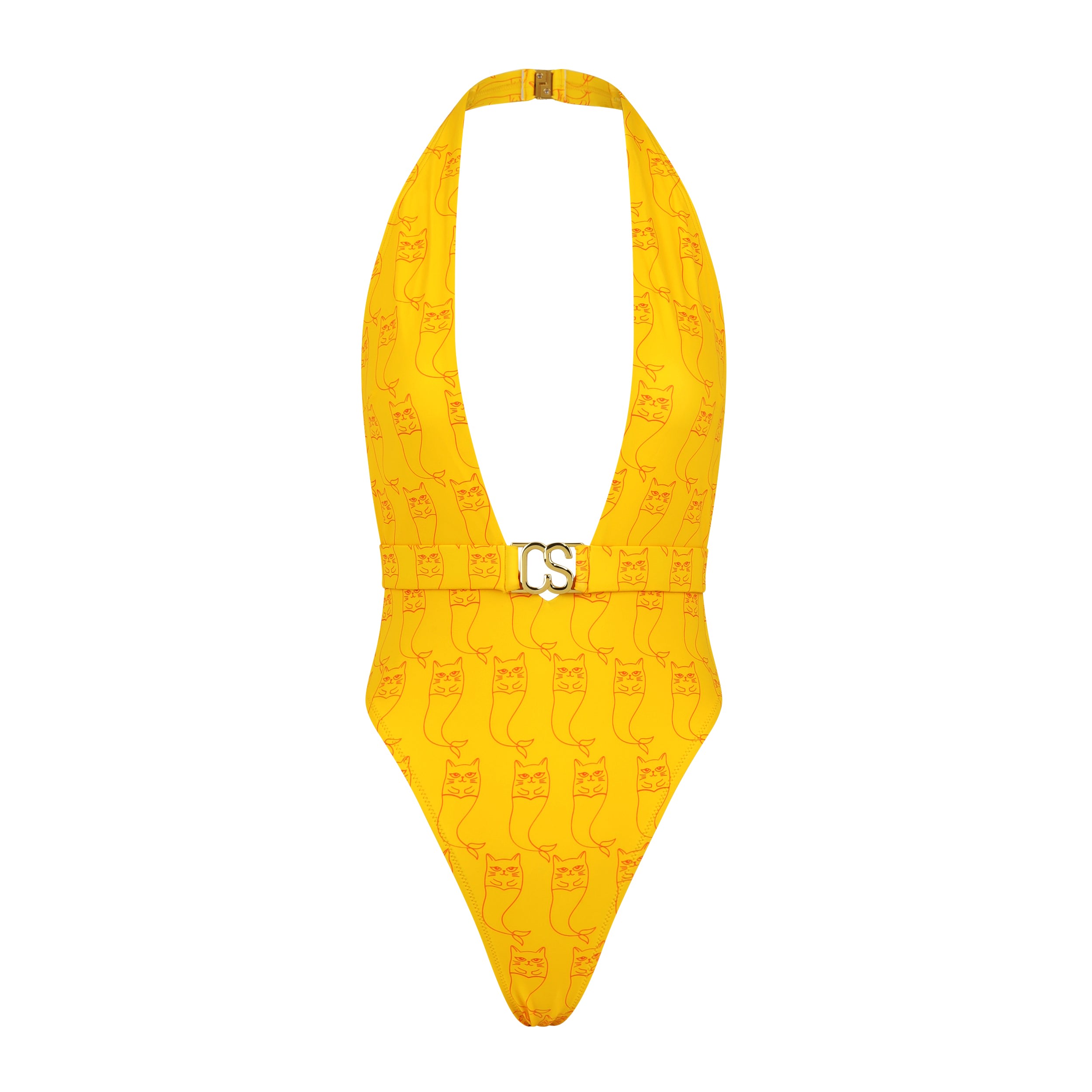 Catnip And Seaweed Women's Yellow / Orange The One-piece Swimsuit In Marigold With Nipsea Print In Yellow/orange