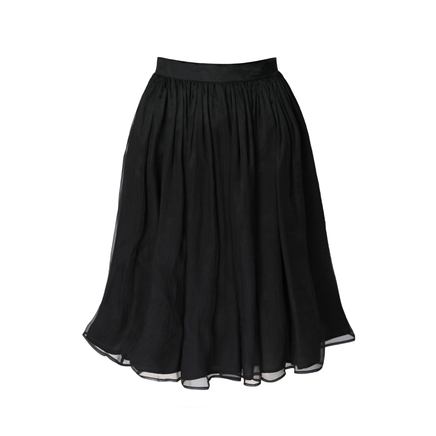 Gathered Silk Midi Skirt - Black | AVENUE No.29 | Wolf & Badger