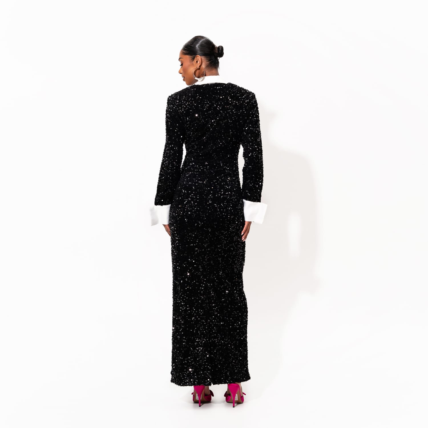kali keyhole sequin maxi dress in onyx Ofuure Kali Sequin Maxi Dress
