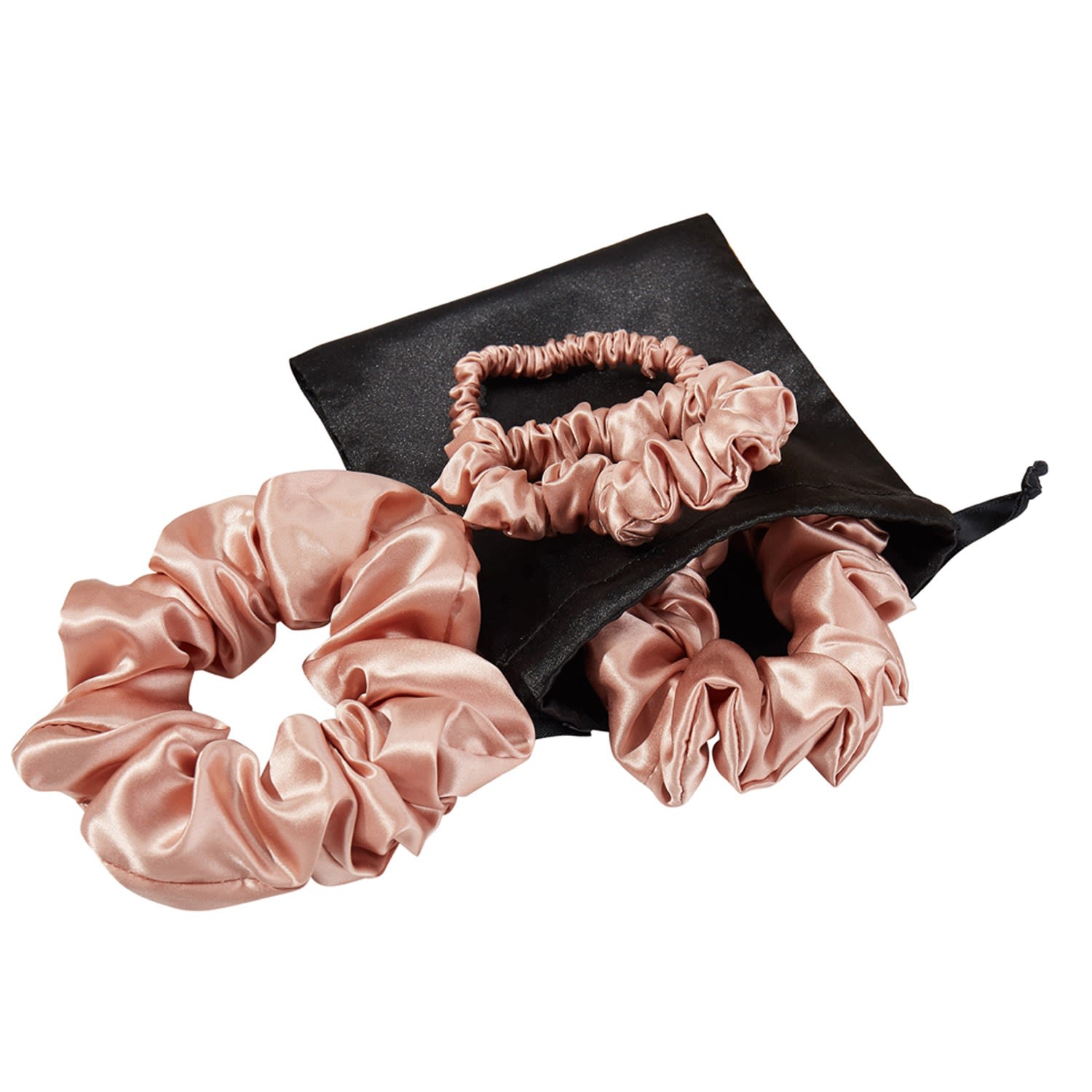 Women’s Set Of Four Pure Mulberry Silk Scrunchies One Each Size In Rose Gold One Size Soft Strokes Silk