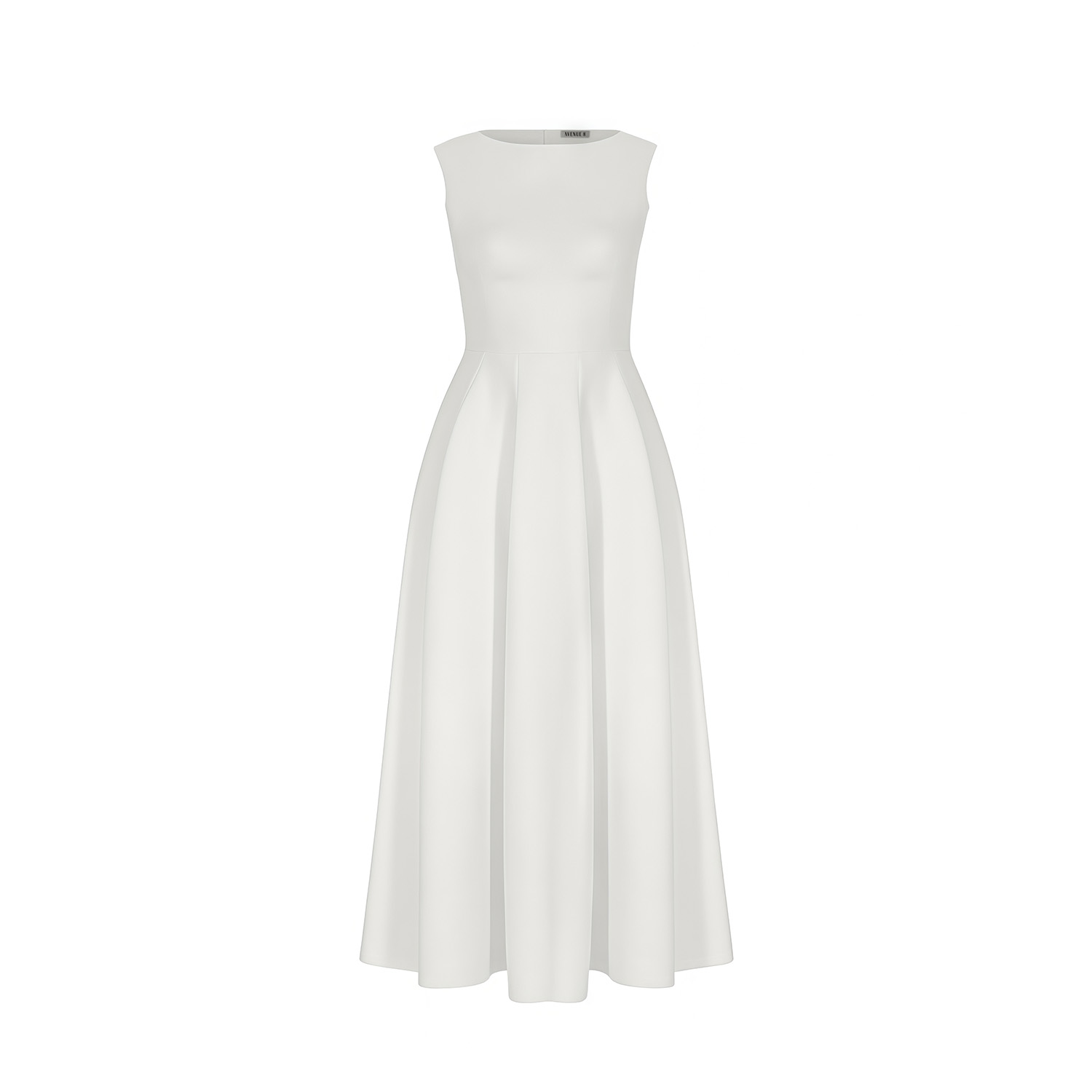 Avenue 8 Women's White Flared Mid-length Crepe Dress - Ecru In White