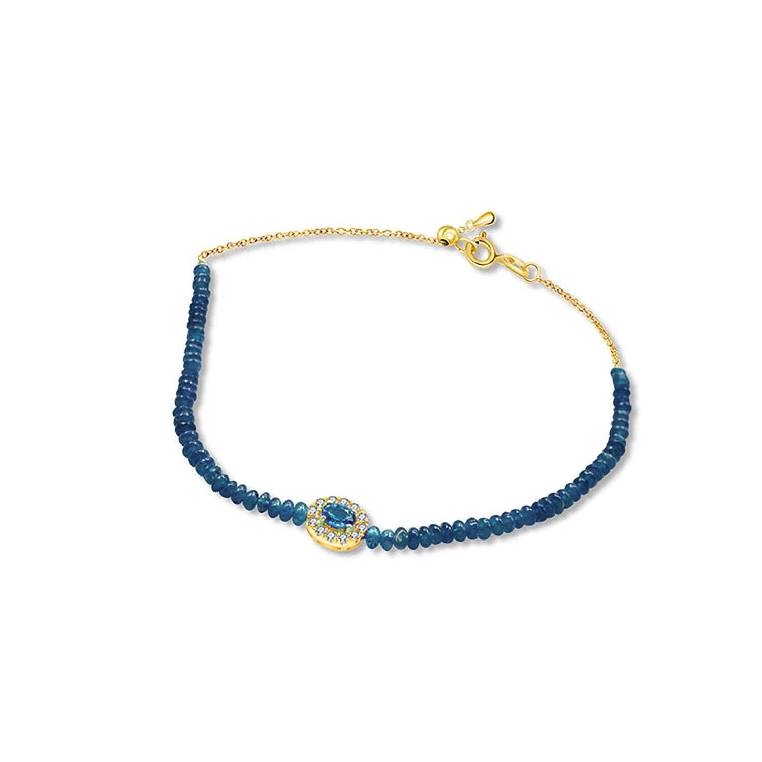 Genevieve Collection Women's White 18k Yellow Gold Sapphire Bead Bracelet In White