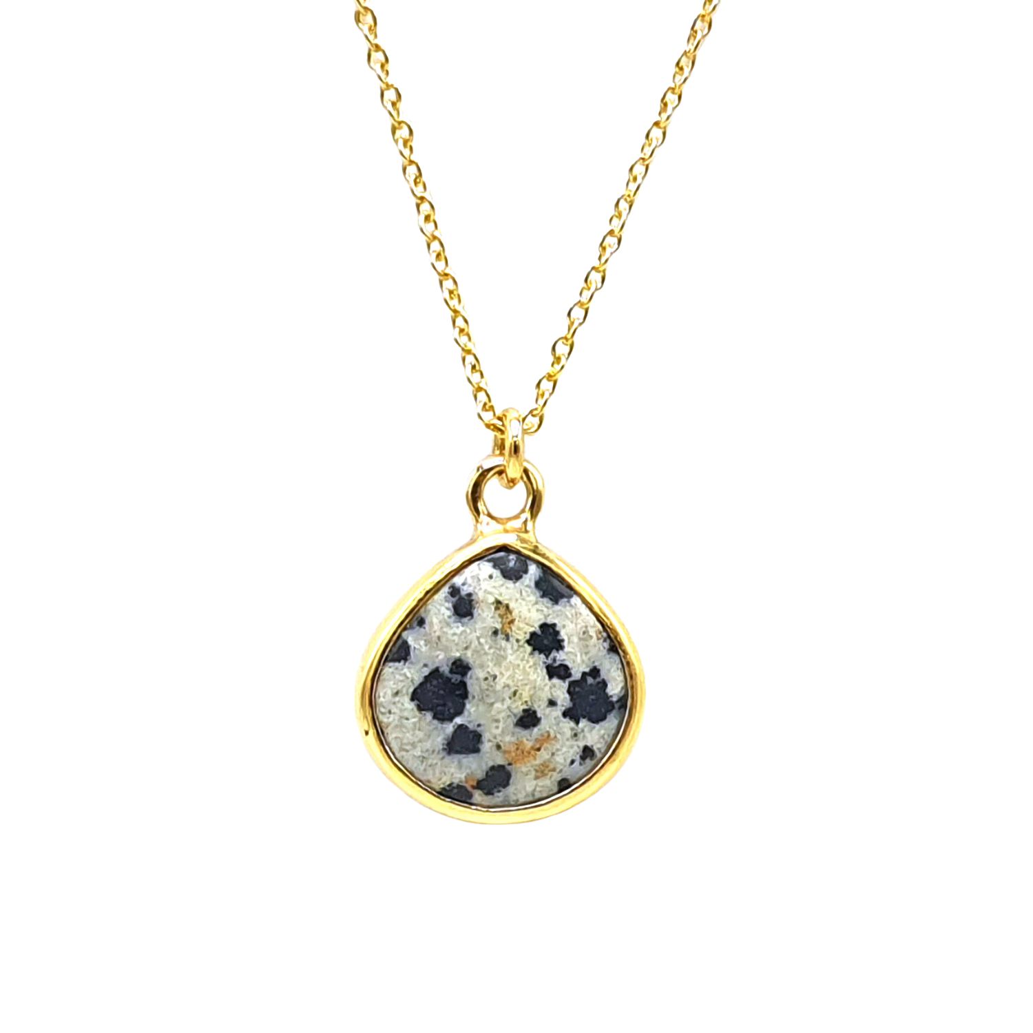 Harfi Women's Gold / Black / White Gold Vermeil Plated Dalmatian Gemstone Crystal Necklace In Gray