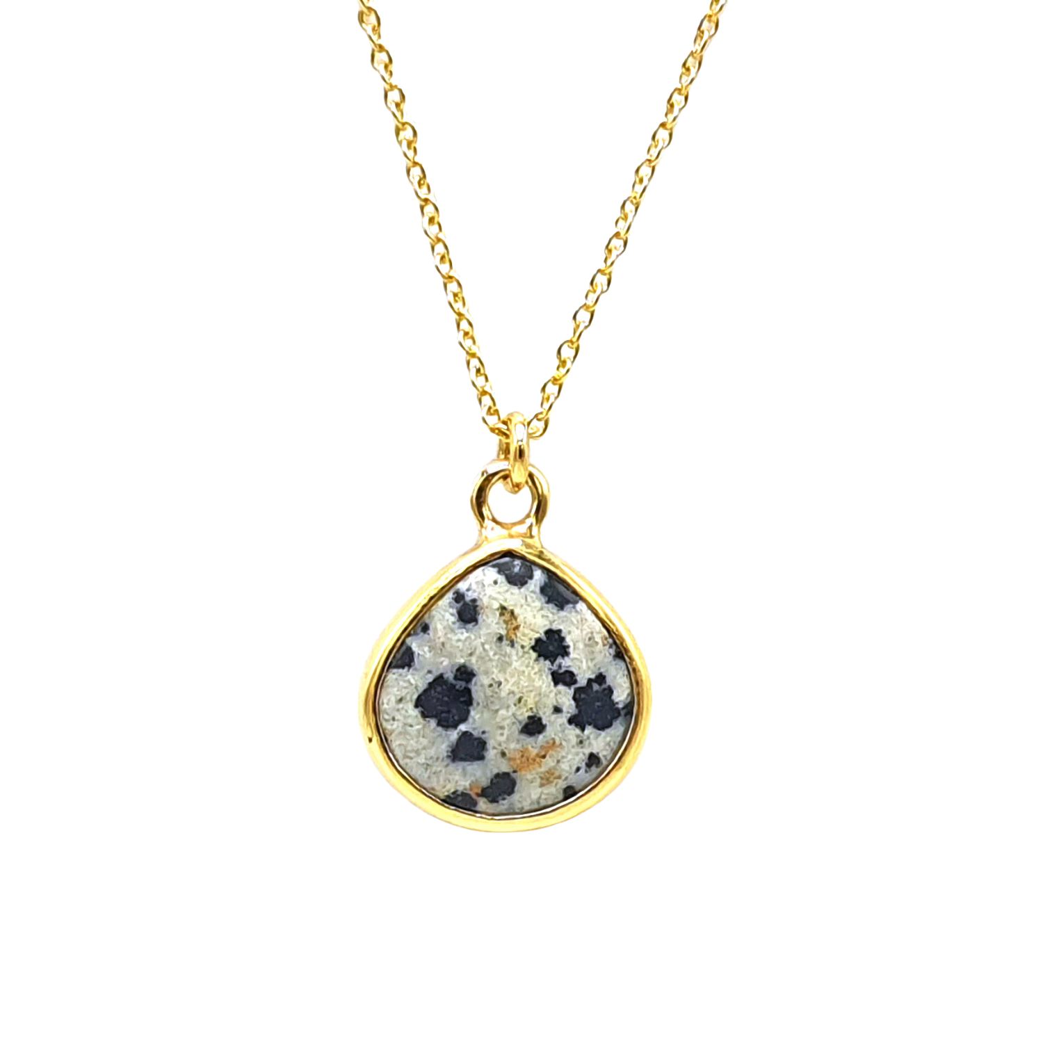 Women’s Gold / Black / White Gold Vermeil Plated Dalmatian Gemstone Crystal Necklace Harfi