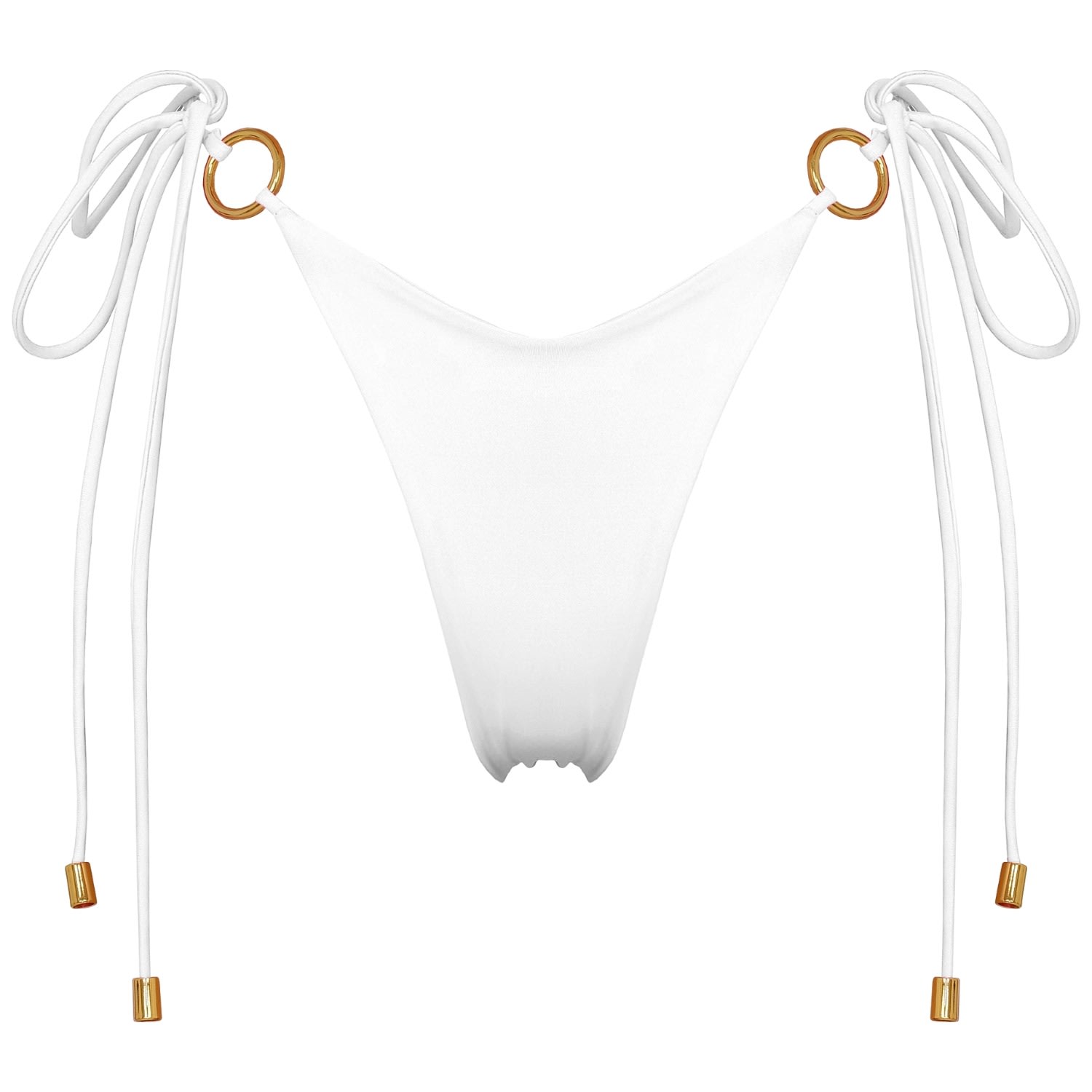 Antoninias Women's Henoria Double Layered Seamless Bikini Bottom With Golden Ring Details In White