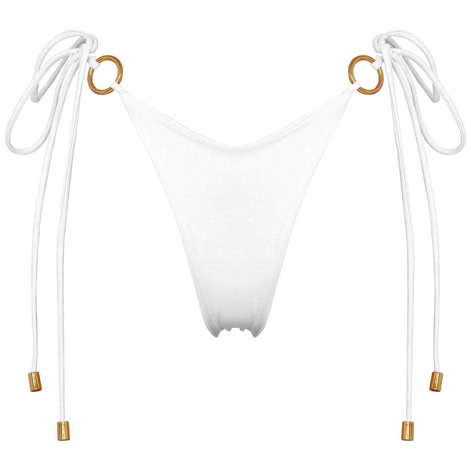 Antoninias Women's Henoria Double Layered Seamless Bikini Bottom With Golden Ring Details In White In White