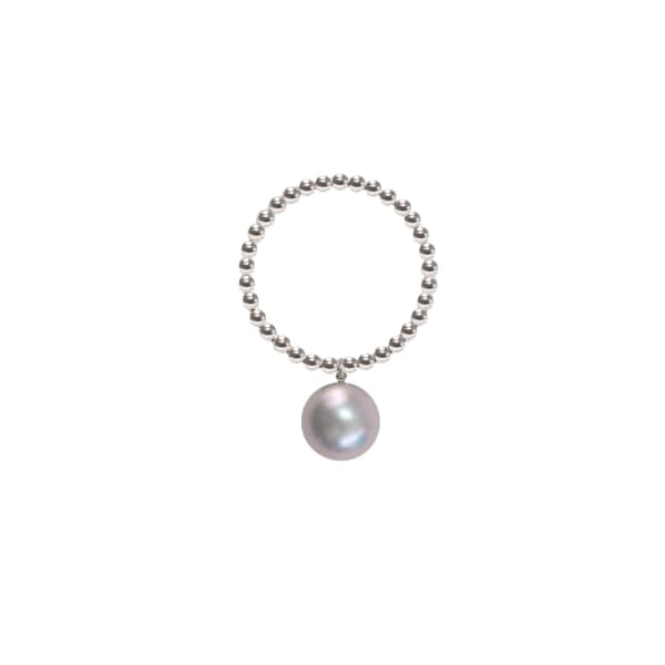 Ora Pearls Silver Orb Ring Grey Pearl