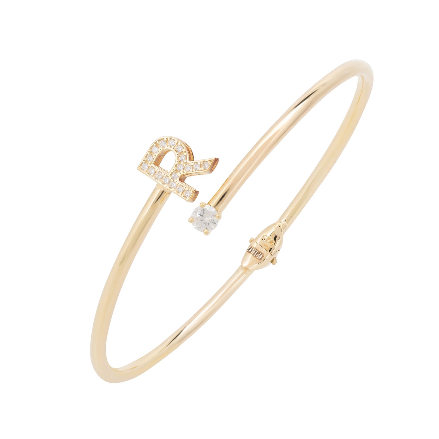 Latelita Women's Gold / White Initial Bangle Gold R In Gold