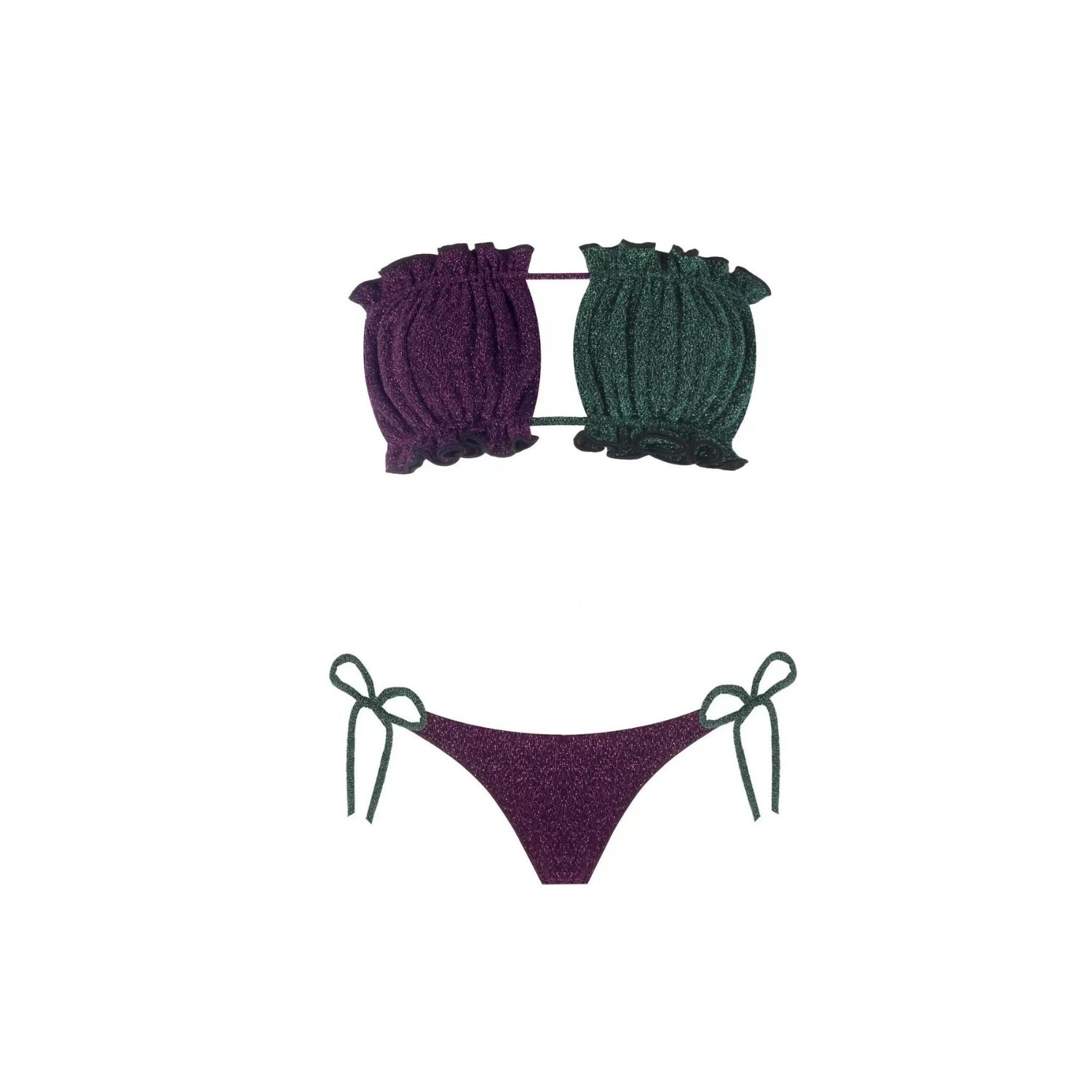Women's Green / Purple Sun Sparkle Green-Purple Bikini Set | Large | Nur Karaata