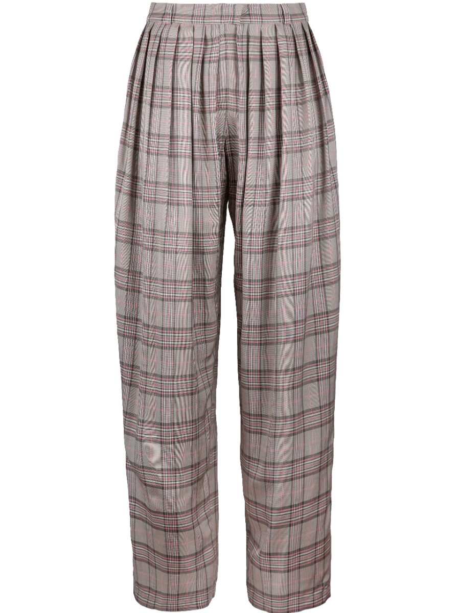 Helene Galwas Women's Grey Deily Pants Checked In Grey