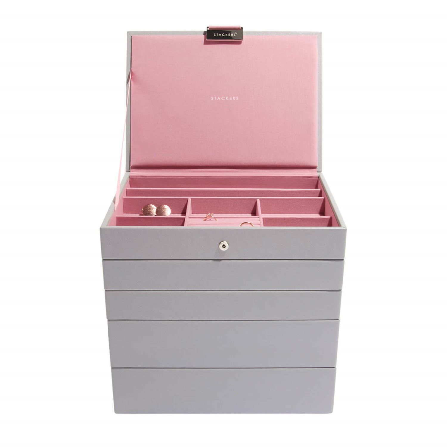 Stackers Women's  Dove Grey Rose Jewelry Box Classic Set Of Five In Gray