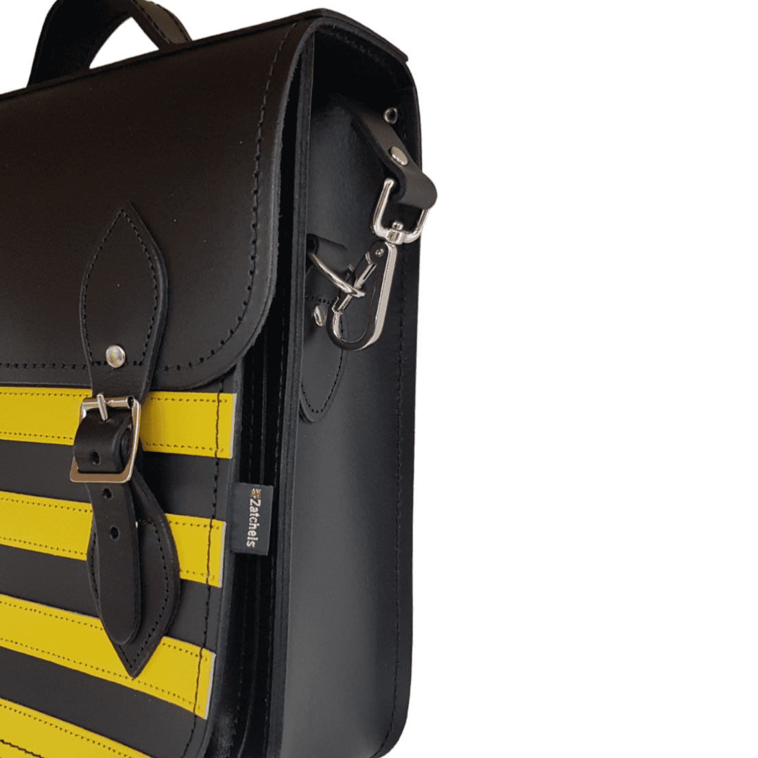 Handmade Leather City Backpack - Gothic Striped Yellow & Black by Zatchels