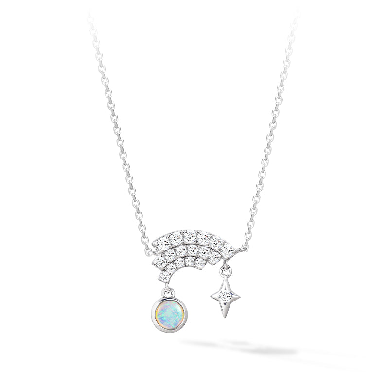 Awnl Women's Rainbow Bridge Opal Sterling Silver Necklace In Silver