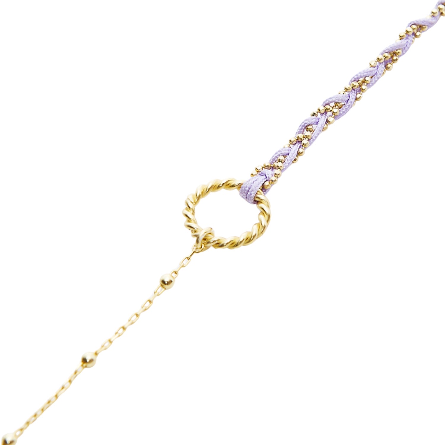 Spero London Women's Pink / Purple Handmade Rope Braided Sterling Silver Beaded Chain Bracelet - Pink & Purple
