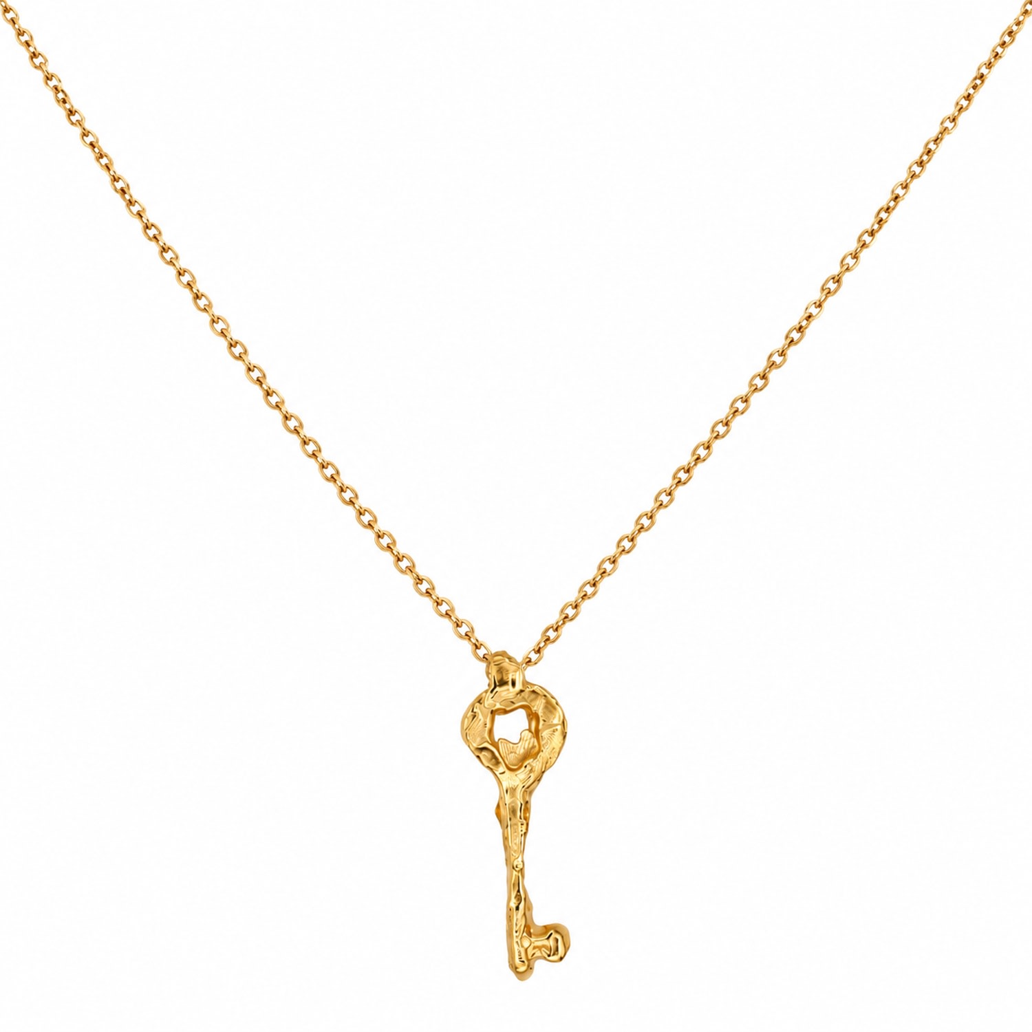 De Roms Women's The Unfolding Molten Large Key Necklace - Gold Vermeil