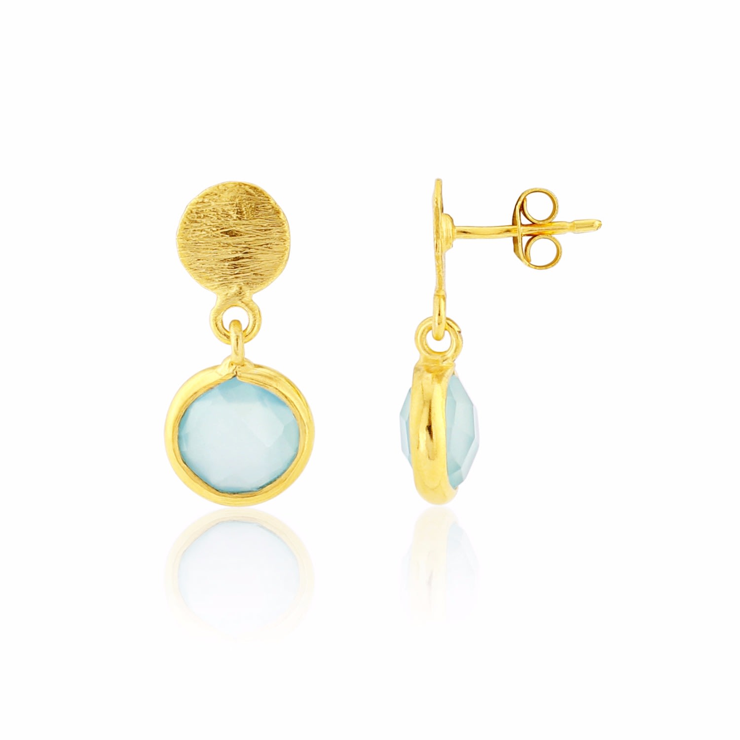 Women’s Blue / Gold / Green Salina Gold Vermeil & Aqua Onyx Gemstone Drop Earrings Auree Jewellery