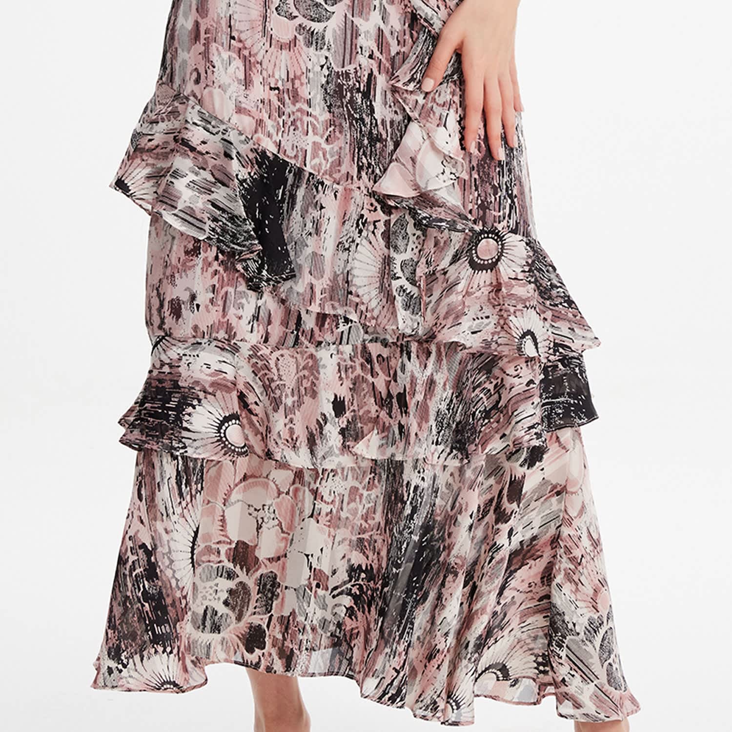 Floral ruffle maxi best sale skirt
