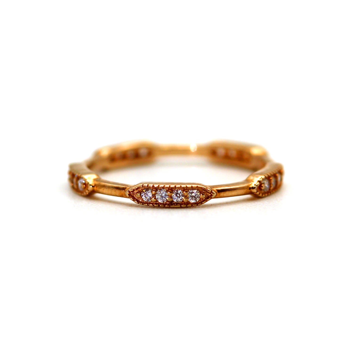 Women’s Unique Settling Diamond Eternity Bar Rose Gold Band Vicstonenyc Fine Jewelry