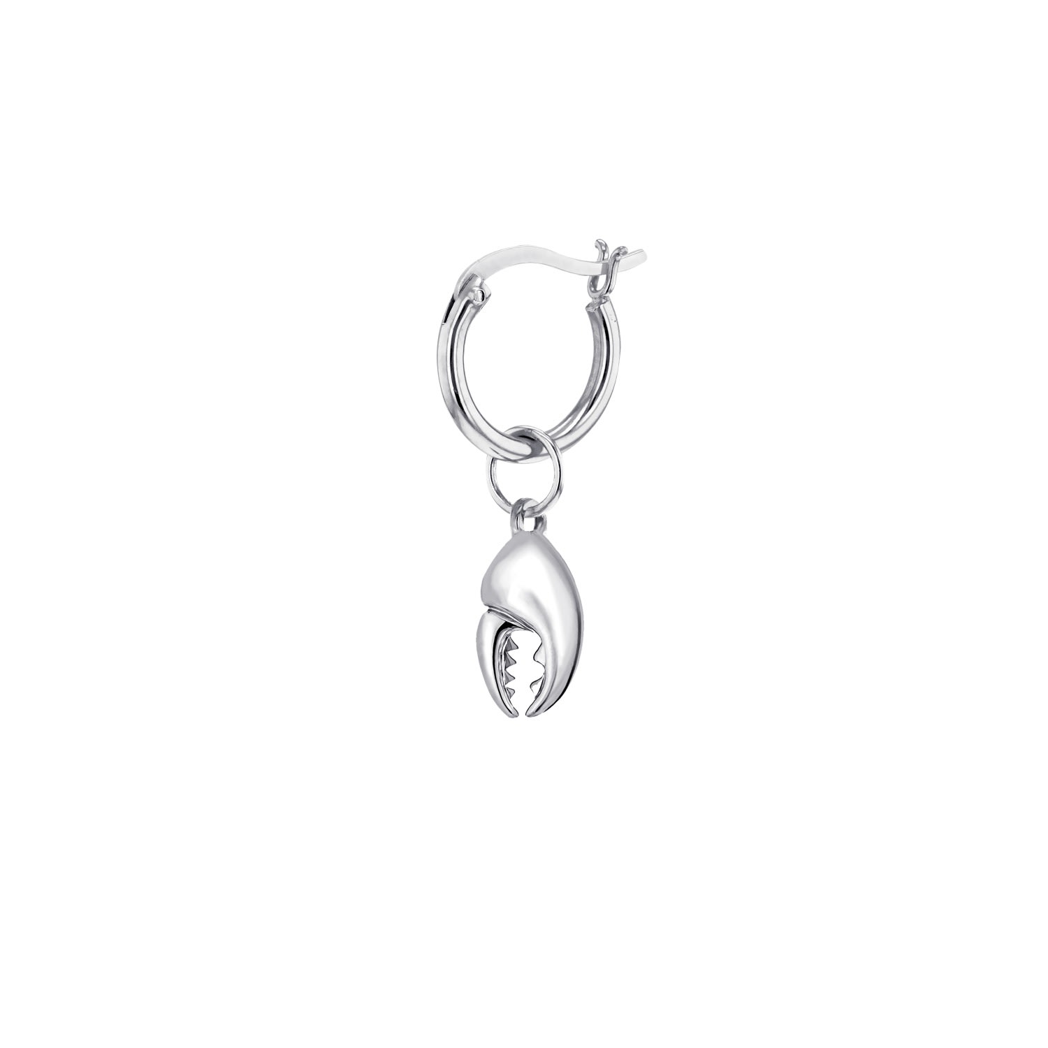 Women’s Mini Crab Claw Charm In Sterling Silver On Silver Hoop True Rocks