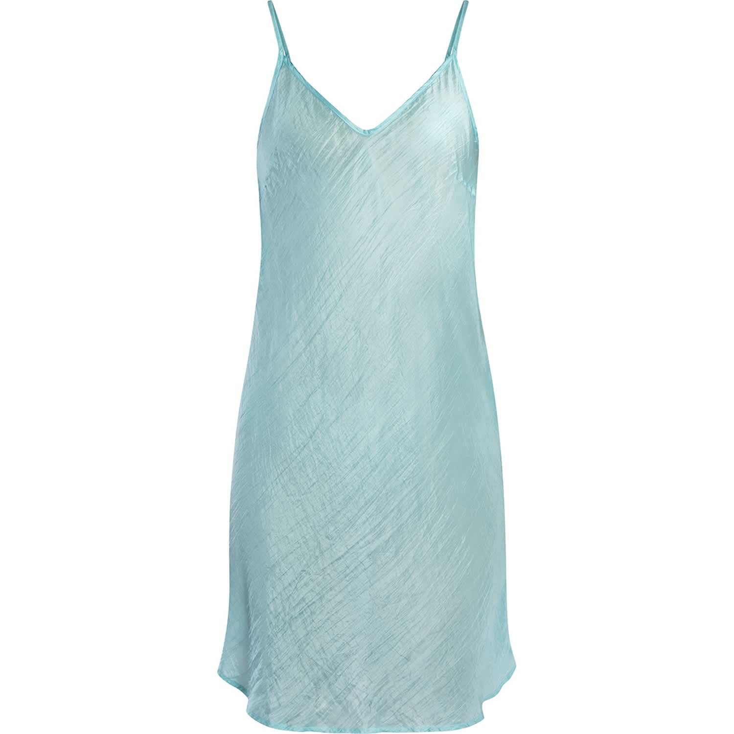 teal silk slip dress