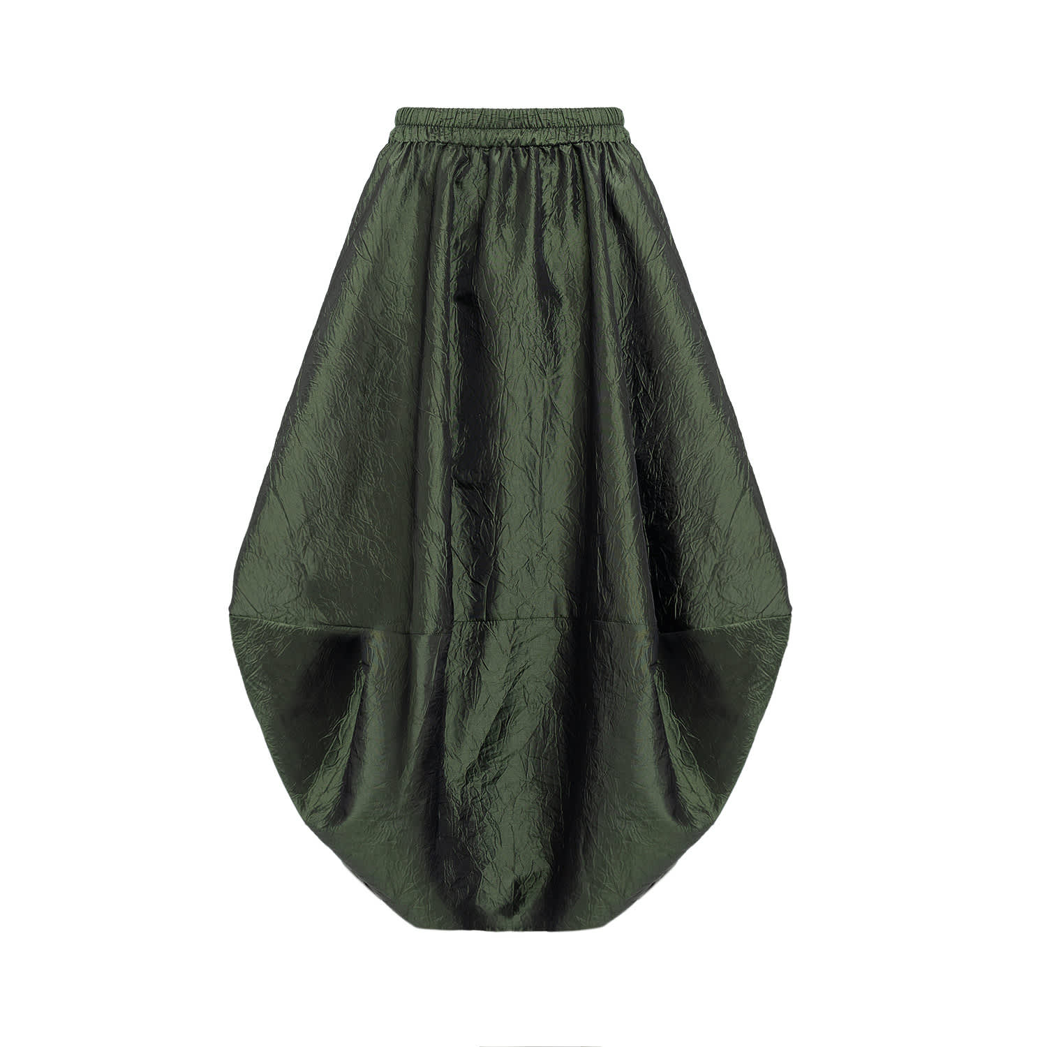 Balloon Skirt In Green Wrinkled Taffeta | Bianca Popp | Wolf & Badger