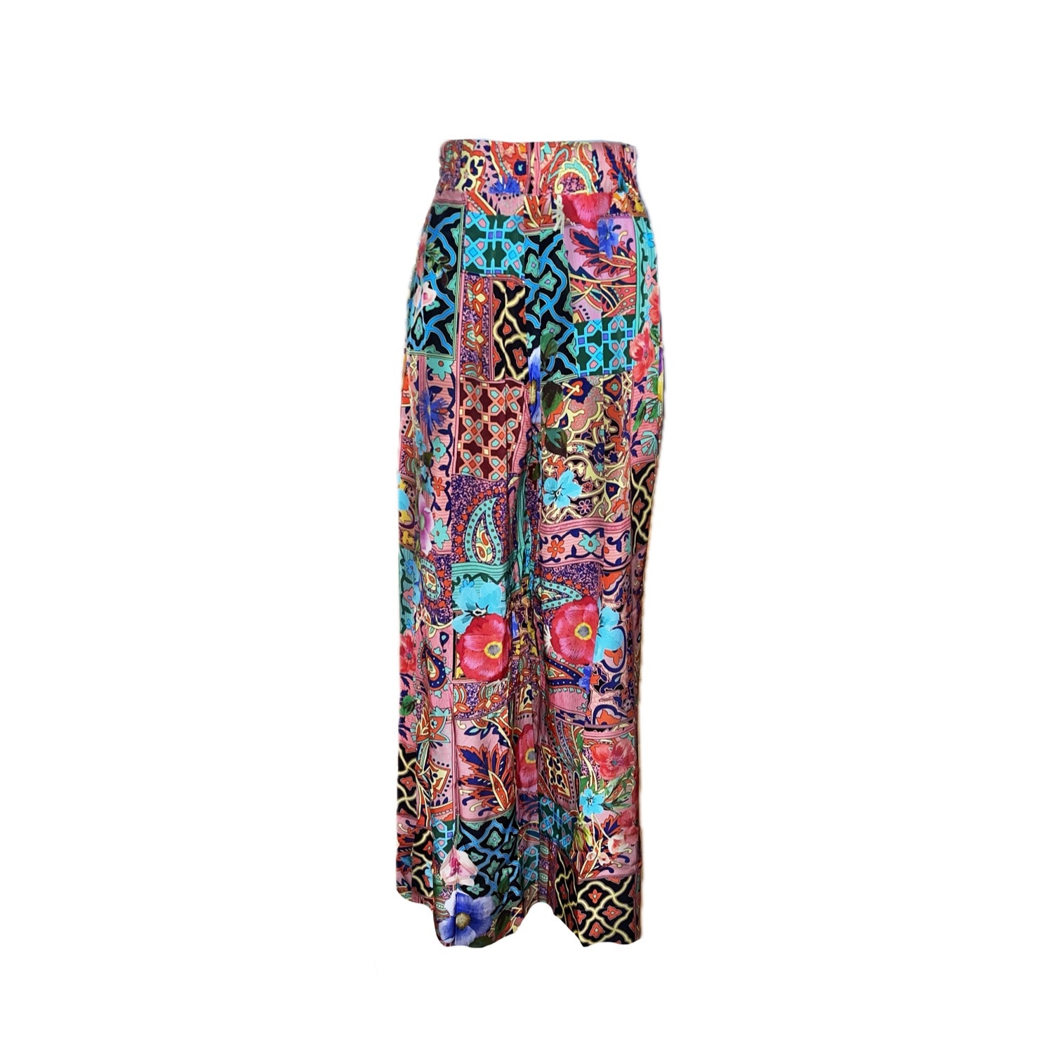 Introvertie Vienna Women's Pink / Purple Johnny Silk Palazzo Pants - Mosaic Multi In Pink/purple