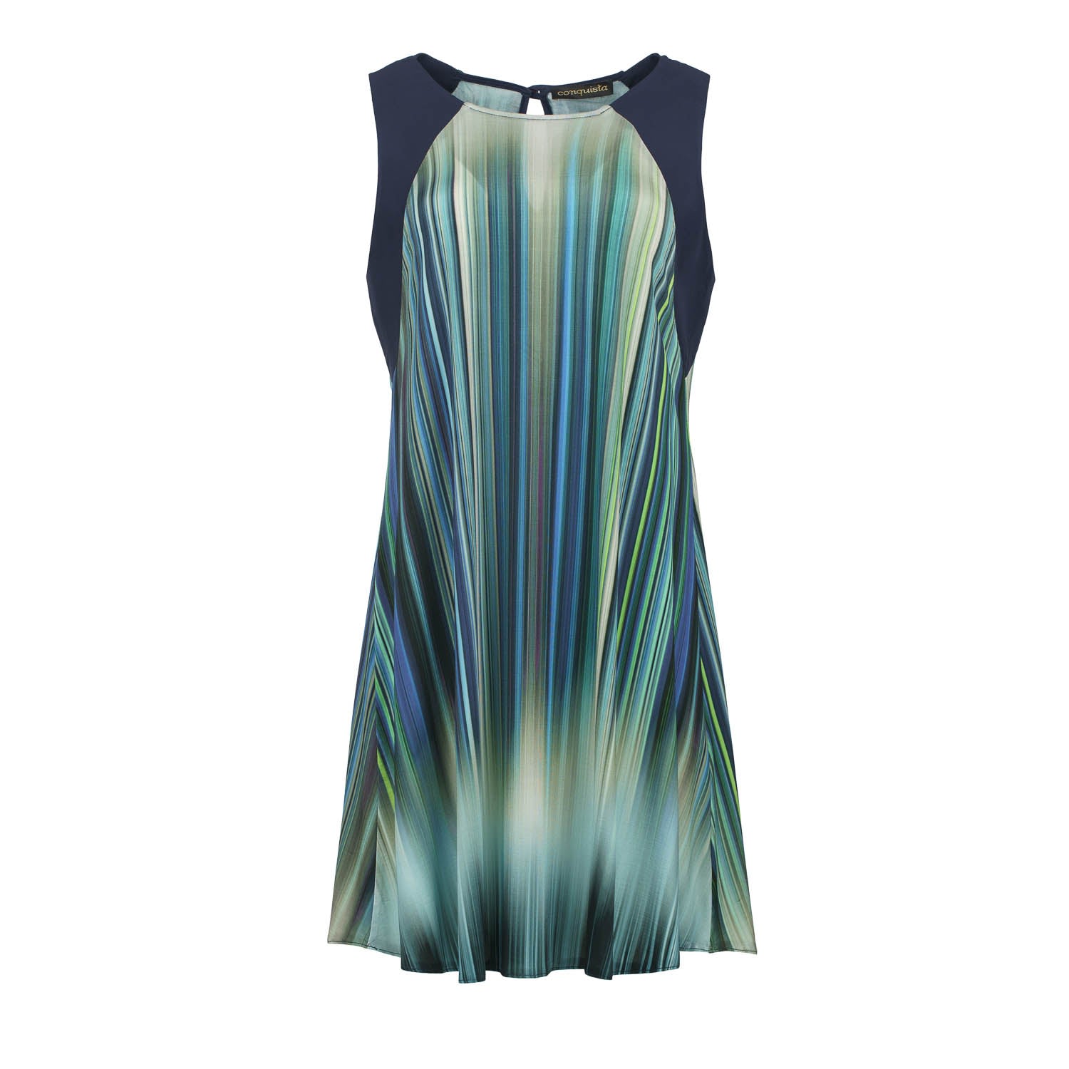 Conquista Women's Navy Blue Striped Dress In Blue