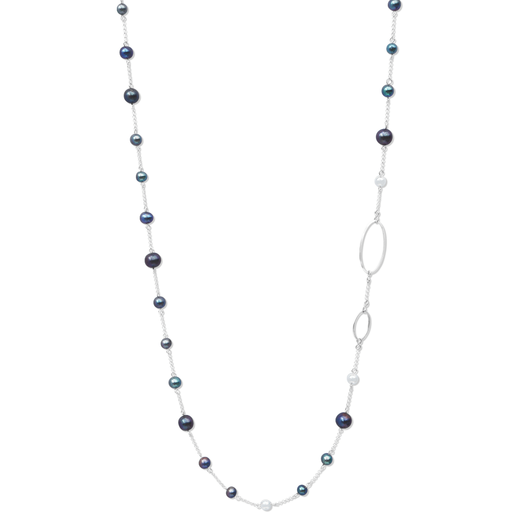 Fv Jewellery Women's La Pierre Black Fresh Water Pearl Long Necklace In Black