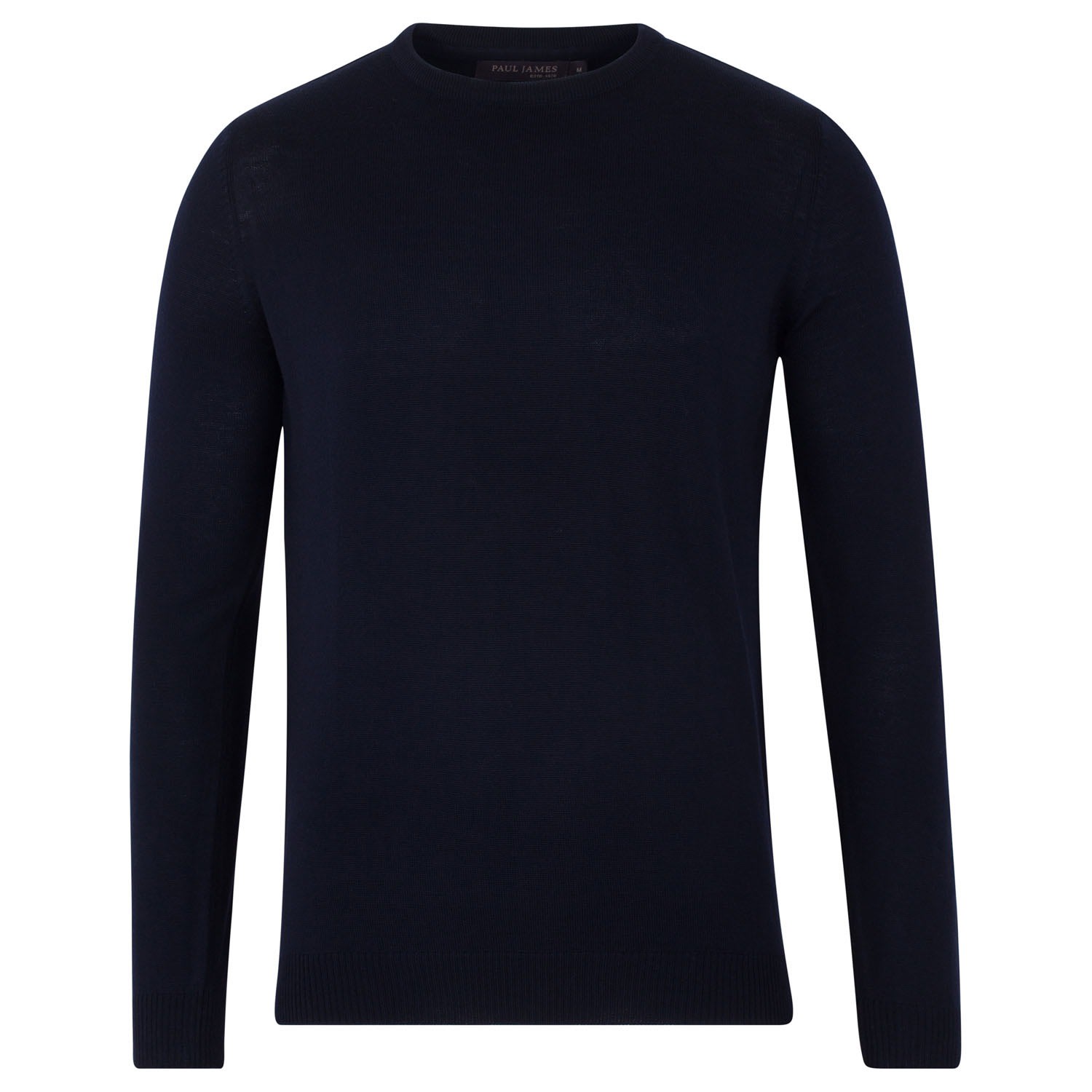 Paul James Knitwear Blue Mens Extra Fine Merino Wool Callington Crew Neck Jumper - Navy In Blue