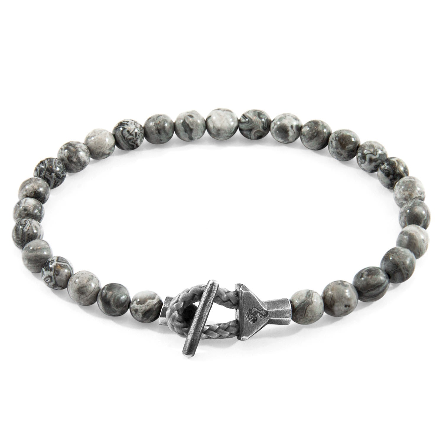 Anchor & Crew Men's Grey Jasper Mantaro Silver & Stone Bracelet In Gray