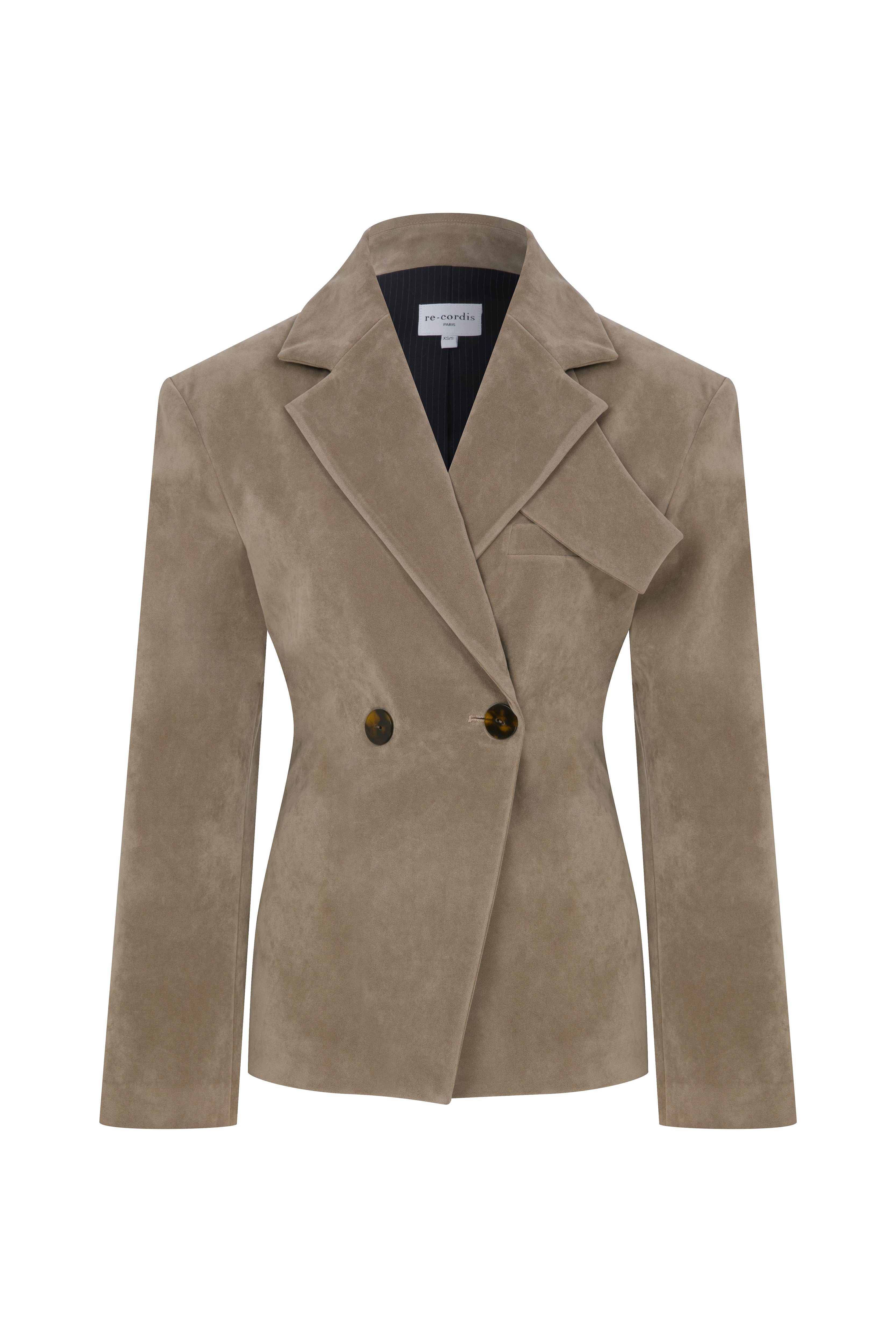 Re-cordis Paris Women's Neutrals Double Breasted Suede Blazer