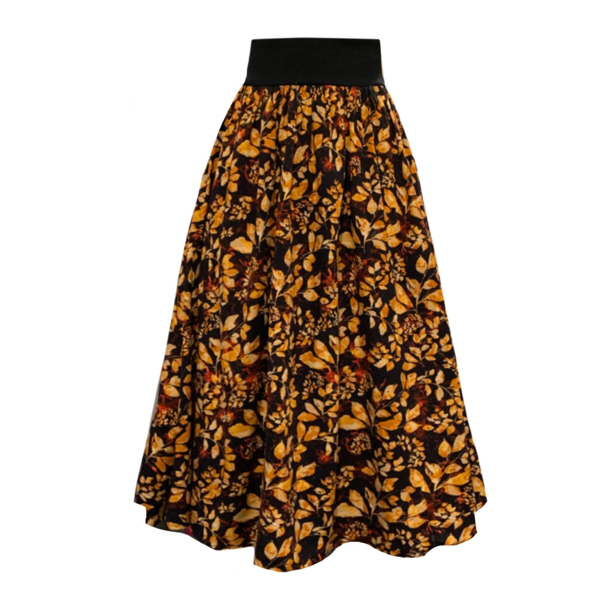 Frock Tales Women's Sovereign Skirt With Pockets In Black And Gold Print In Multi