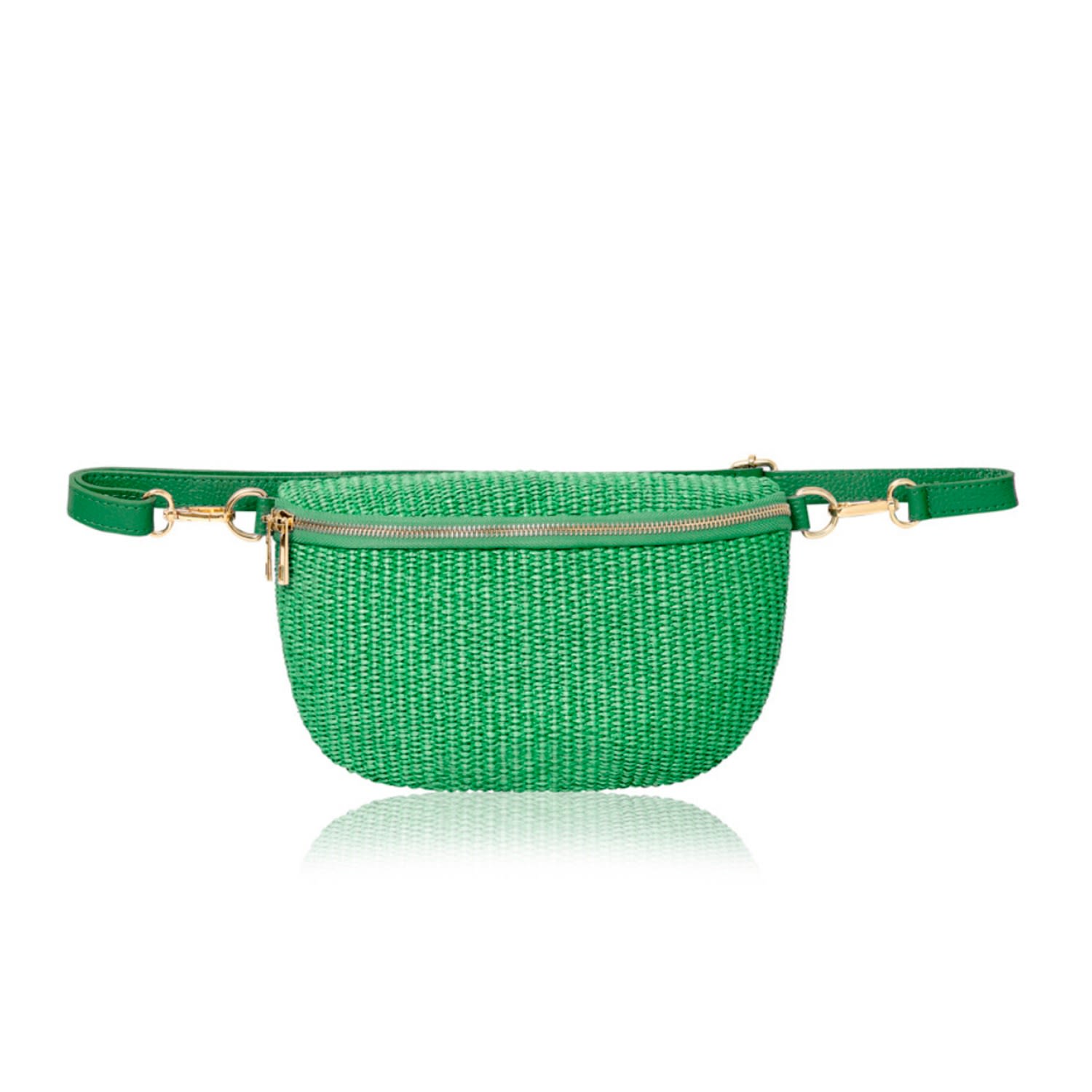 Betsy & Floss Women's Enna Raffia Crossbody And Waist Bag In Green In Green