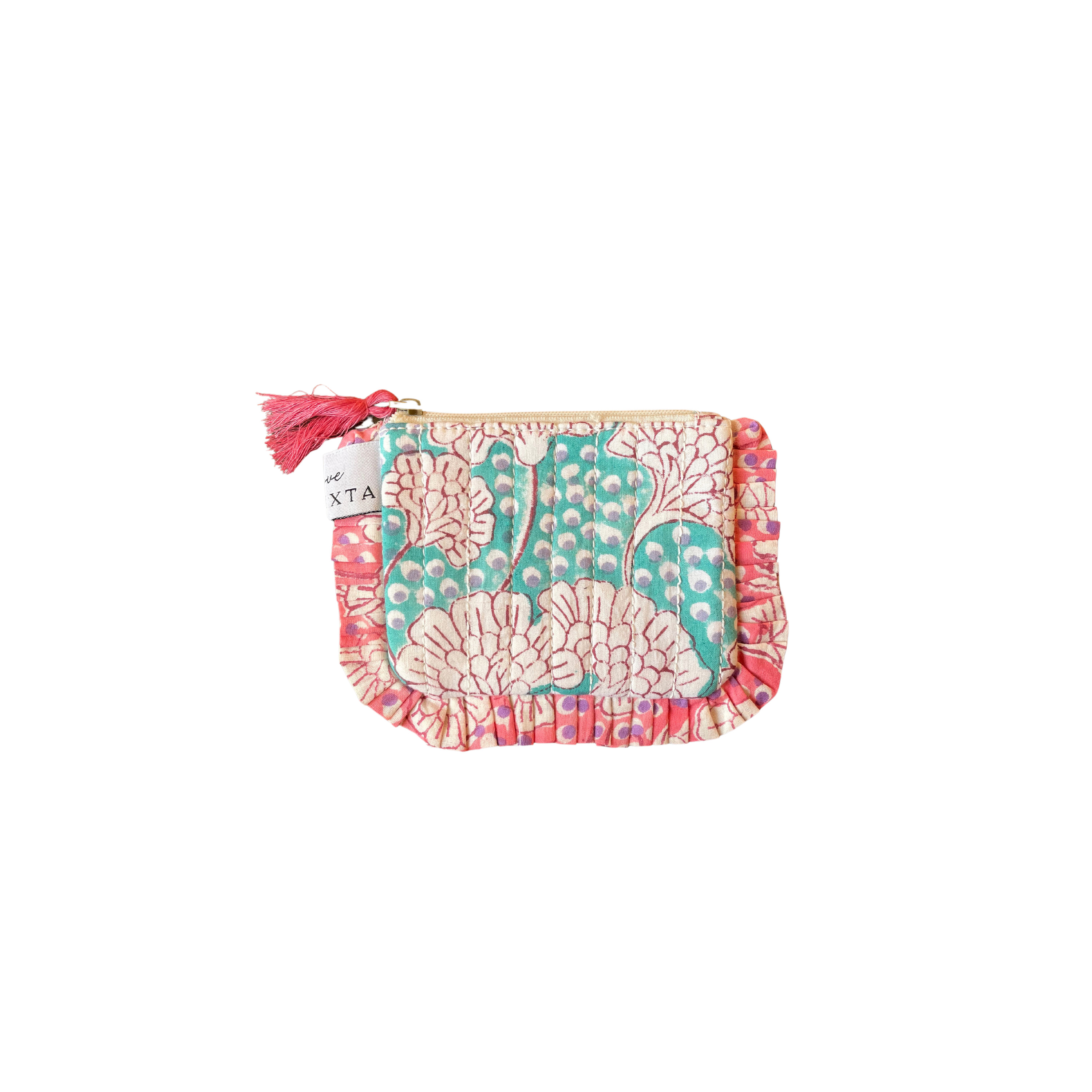 Love Calixta Women's Pink / Purple / Blue Green Block Print Coin Purse In Blue/pink/purple