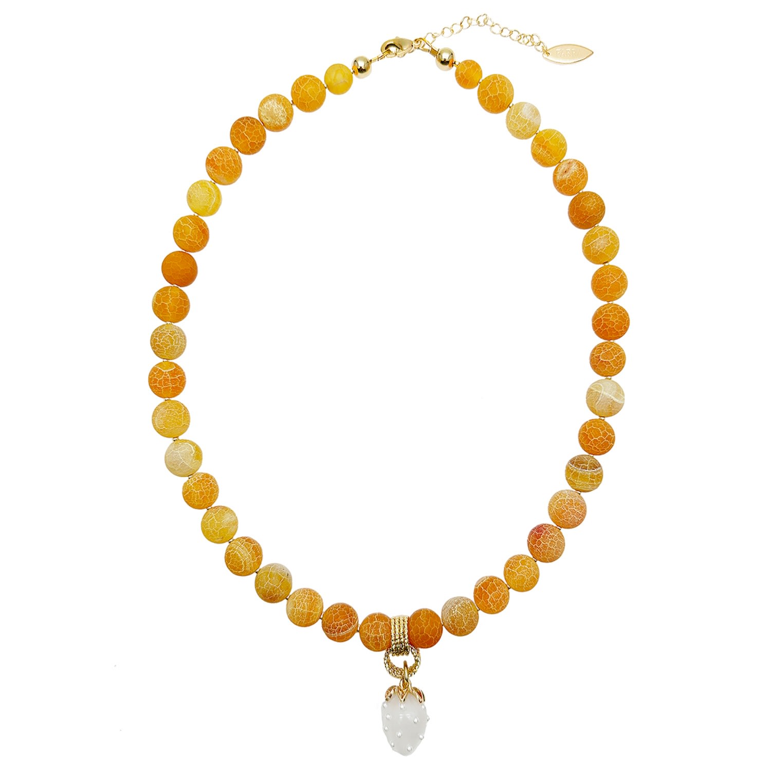 Women’s Yellow / Orange Agate With Strawberry Pendant Necklace Farra