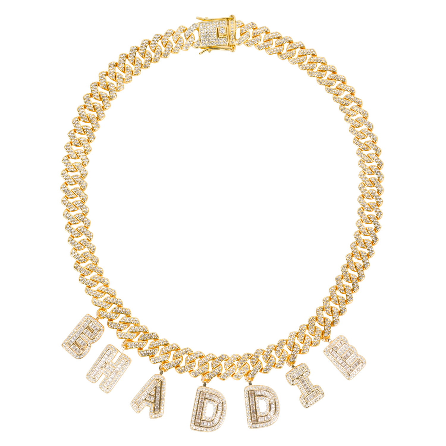 Black Cake Women's Bhaddie Gold And Bold Rhinestone Link Chain Statement Necklace In Gold