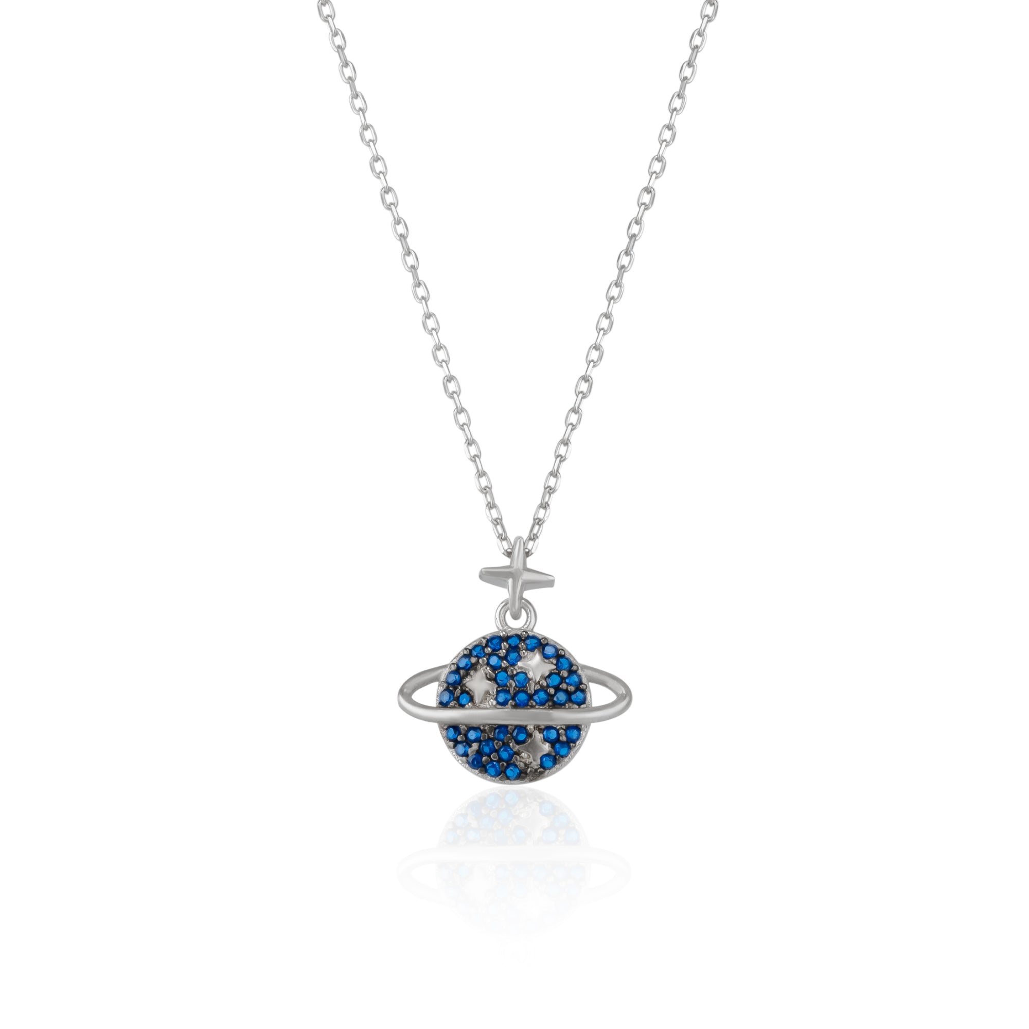 Women’s Blue / Silver Blue Jewelled Saturn Necklace Sterling Silver Spero London