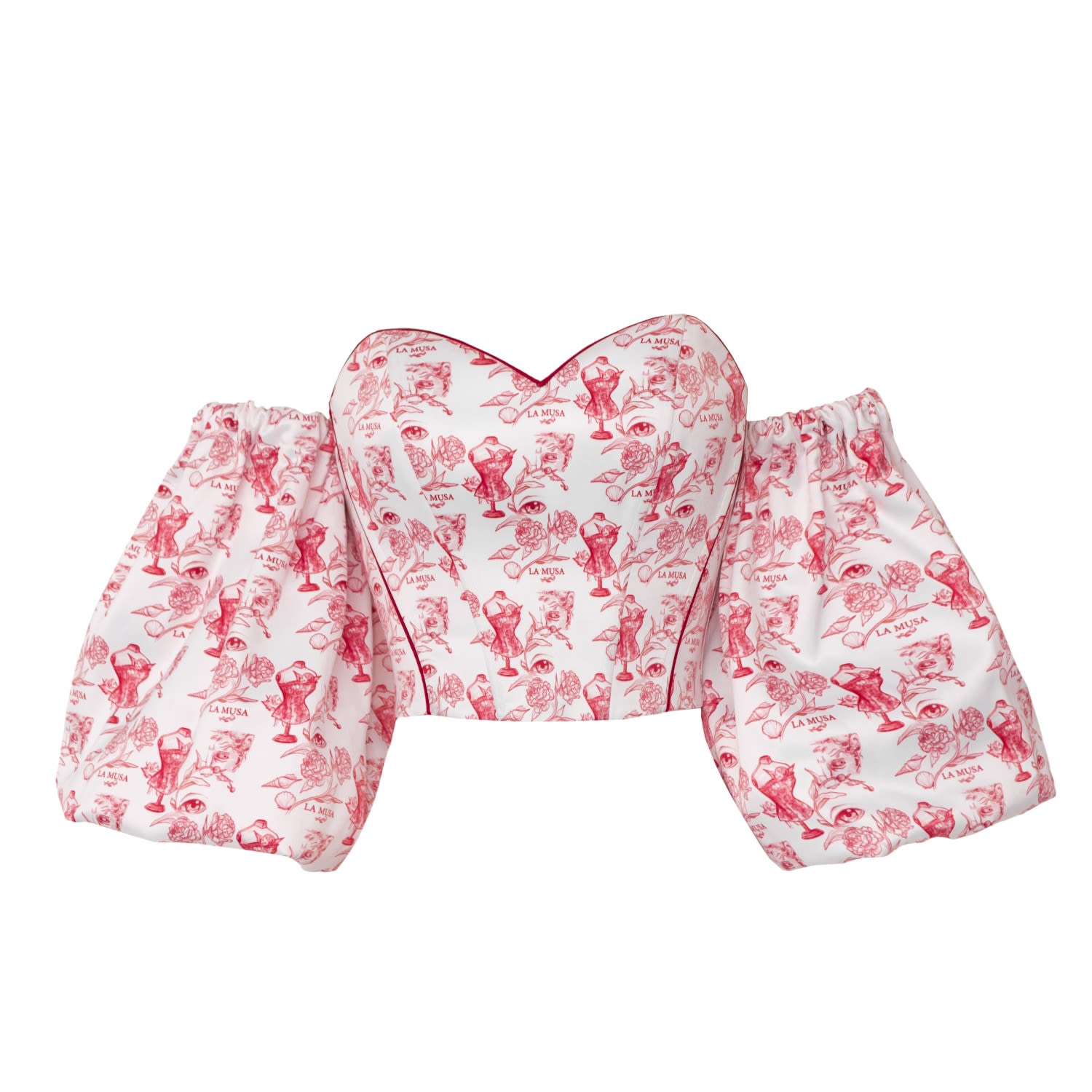 La Musa Women's White Heart Corset With Sleeves In White
